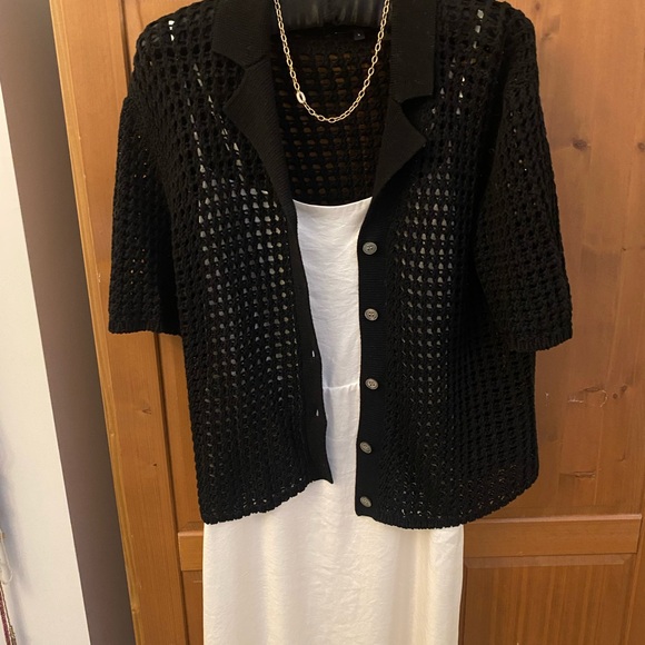 Theory open work short sleeve cardigan size small - Picture 3 of 11